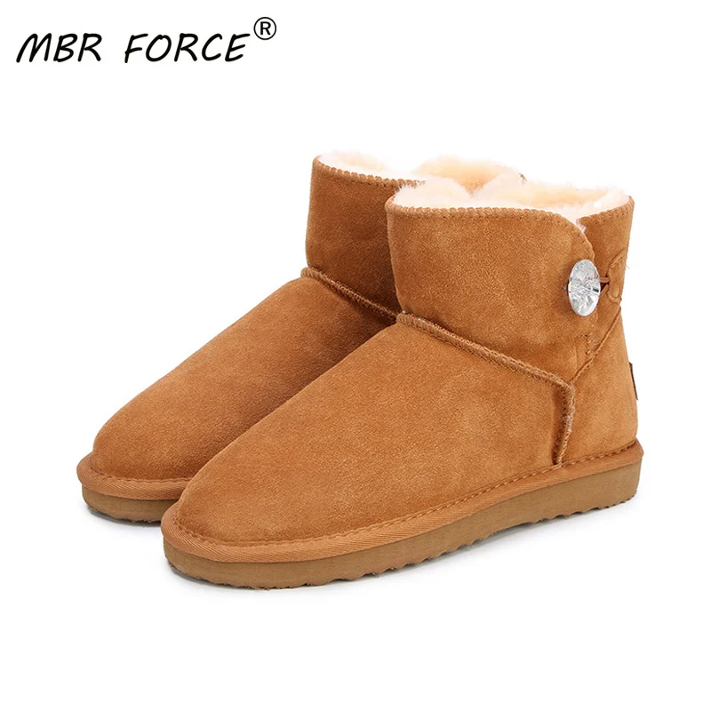 

MBR FORCE gray Deduction Genuine Leather Fur Snow Boots Women Top High Quality Australia Boots Winter Boots for Women Warm Black