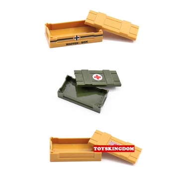 

ww2 Moc modern military scenes brickmania First-aid kit block japan germany army world war part Battlefield Weapon box brick toy