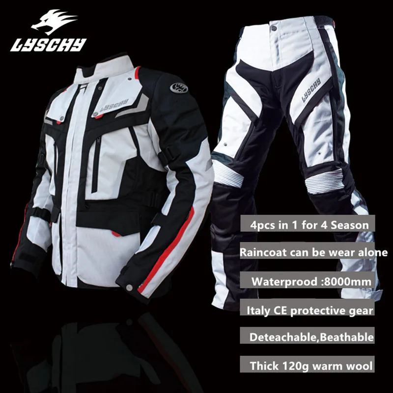 

LYSCHY DetachableTouring Riding Motorcycle Jacket Pants Men Waterproof Jackets Sets Moto Pants Suit Clothing Protective Gear