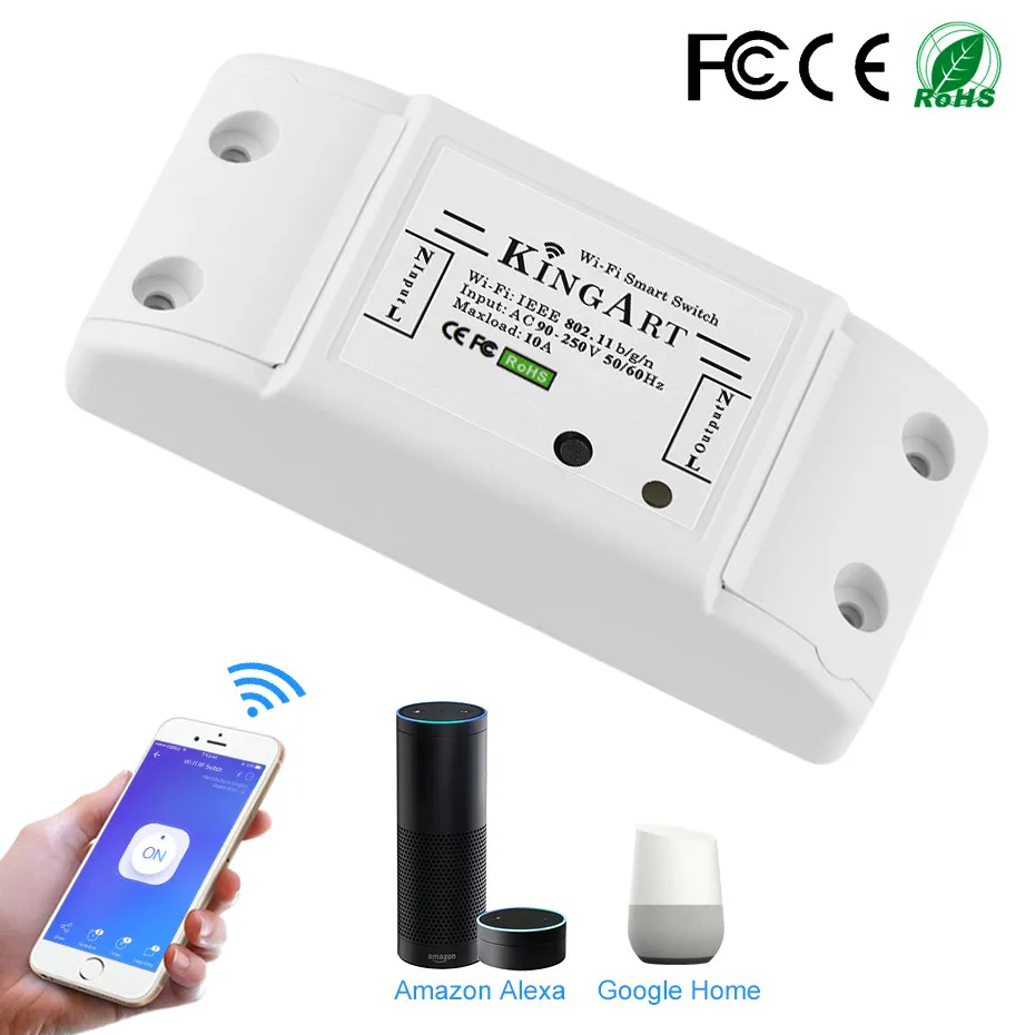1Way Interruptor de luz inteligente WifI Interruptor inal/ámbrico para Smart Switch Soporte para ALEXA Google Home AC 90-250 V