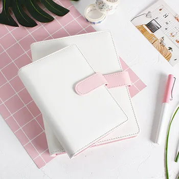 

Brief Pink White PU Leather Spiral Journal Cover Loose Leaf Diary Softcover DIY Agenda Supplies