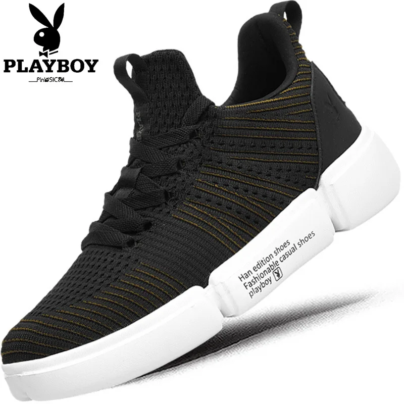 

PLAYBOY MEN'S SHOES Winter Shoe Black And White with Pattern Enlightenment Dad Shoes Sports Footwear Board Shoes Men's Korean-st