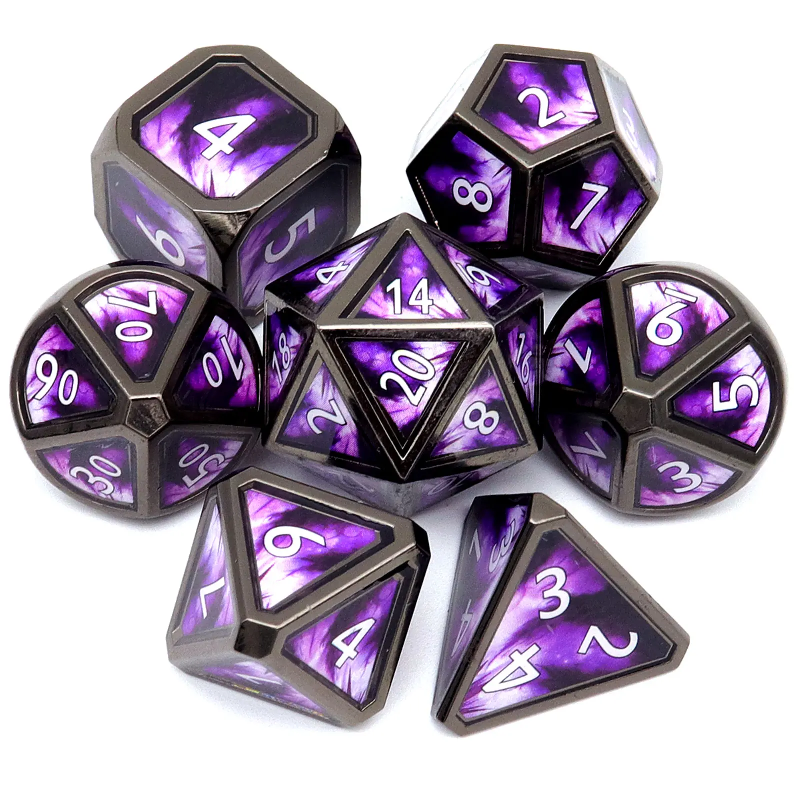 Haxtec Metal DND Dice Set Real Scene Black Polyhedral D&D Dice Set for Dungeons Dragons RPG Games