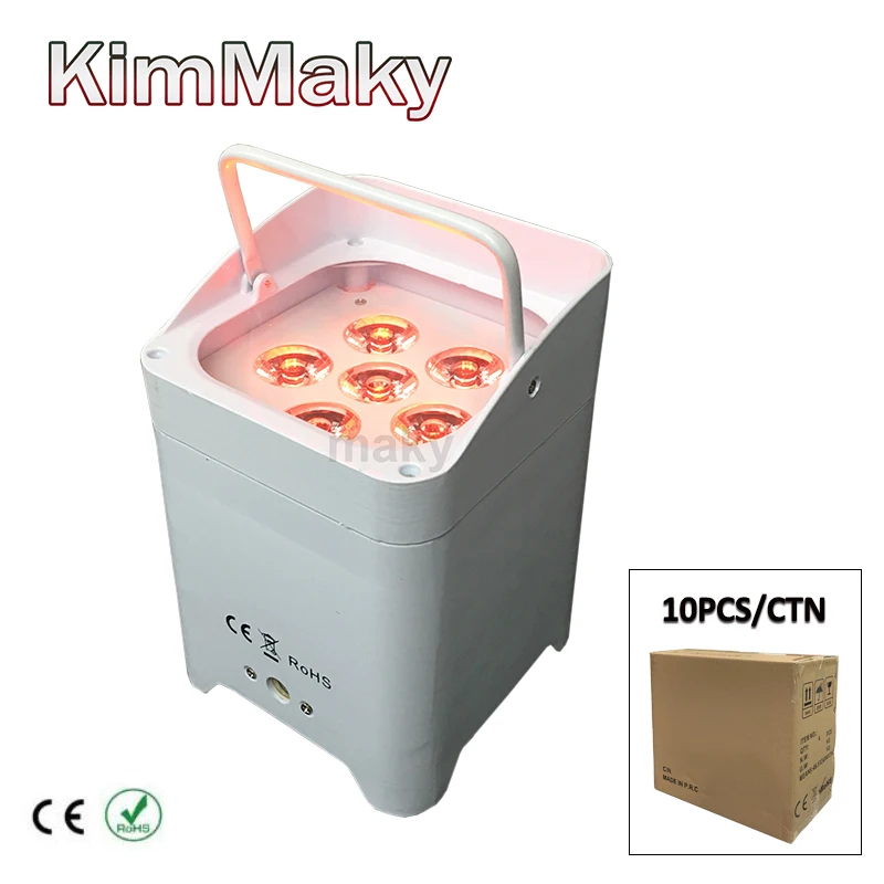 10 шт./лот картонная упаковка 6x18 Вт RGBWAUV led батарея беспроводной dmx ИК-пульт
