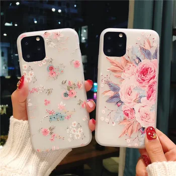 

USLION Vintage Flower Rose Phone Cover For iPhone 11 X XR XS Max Soft Silicone TPU Back Case For iPhone 6S 7 8 7Plus Fitted Case