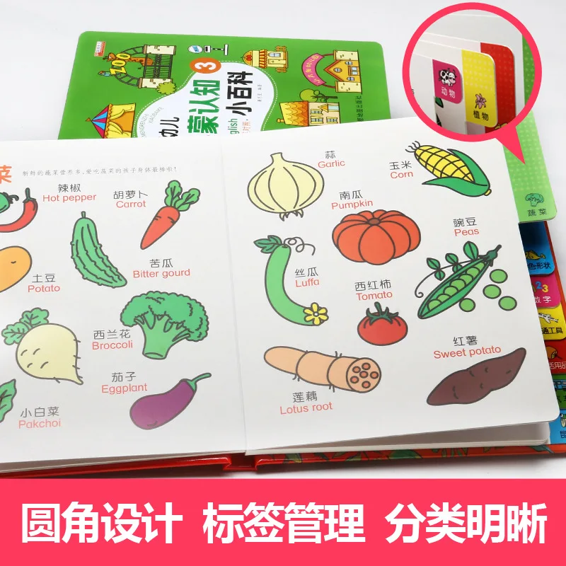 

CHILDREN'S ENLIGHTEN Cognitive Encyclopedia 0-3-6-Year-Old Circular Bead Bilingual Picture Book Does Not Damage Baby Hand