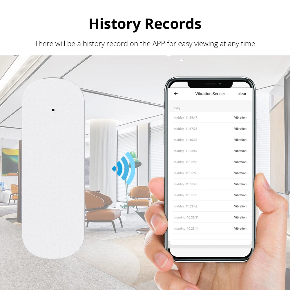 Inteligente sem Fio Sensor de Vibração Segurança em Casa Zemismart Zigbee Inteligente Alarme Detecção Sistema Smartlife Smartthins Controle - Image 5
