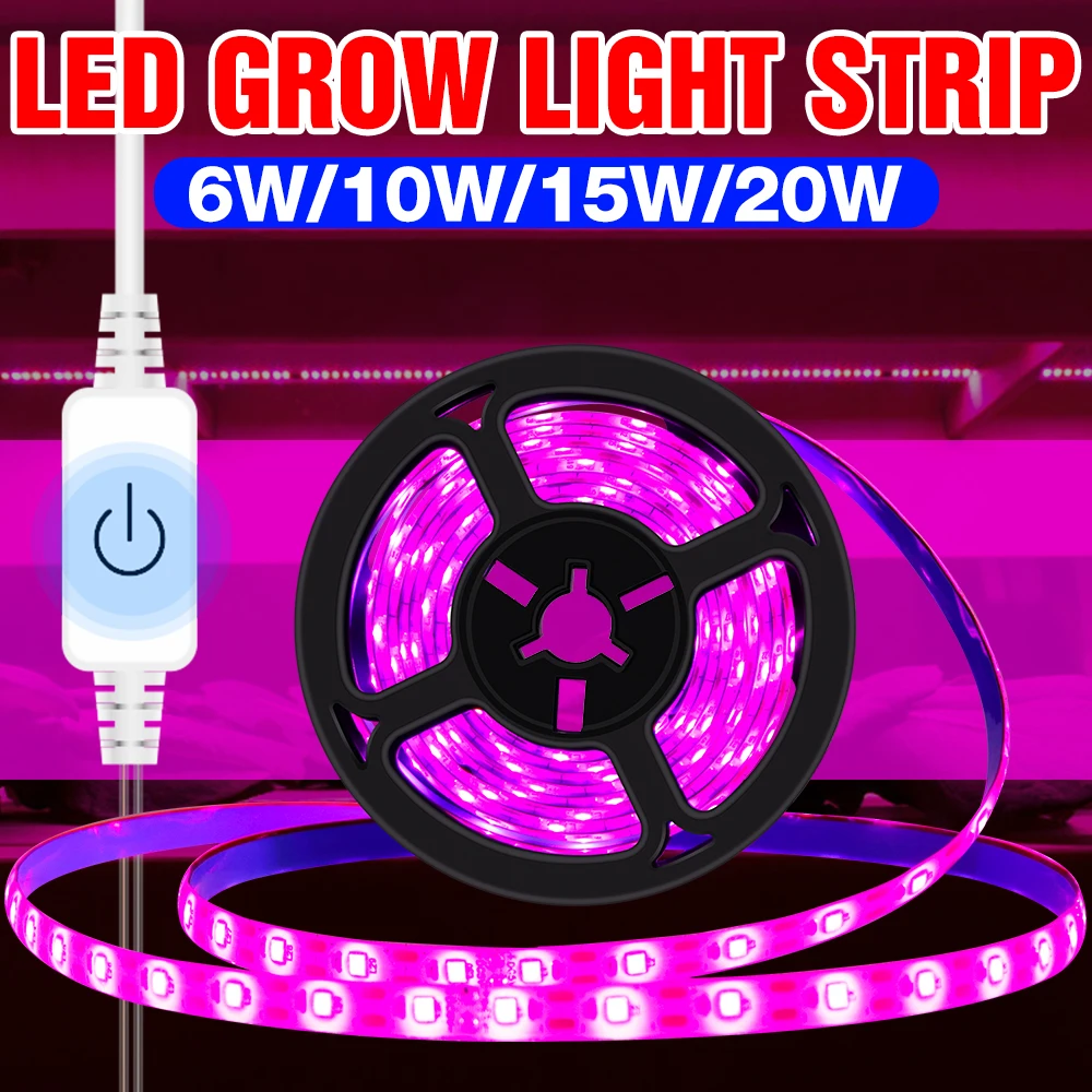 USB 5V Touch Dimming Plant Grow Lamp LED Full Spectrum Flower Hydroponics Growth Light Strip 0.5M 1M 2M 3M Greenhouse Phyto Lamp usb grow light strip led phyto lamp greenhouse plant growth light full spectrum hydroponic flower seeds 50cm 1m 2m 3m led strip