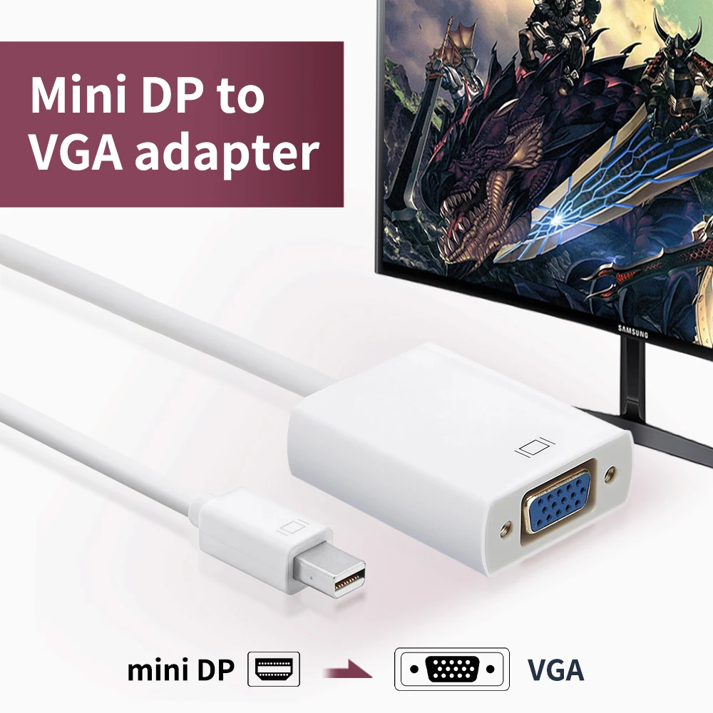 Кабель Thunderbolt Mini Displayport-VGA для apple macbook pro air mini DP-VGA адаптер Dell Asus Lenovo | Электроника