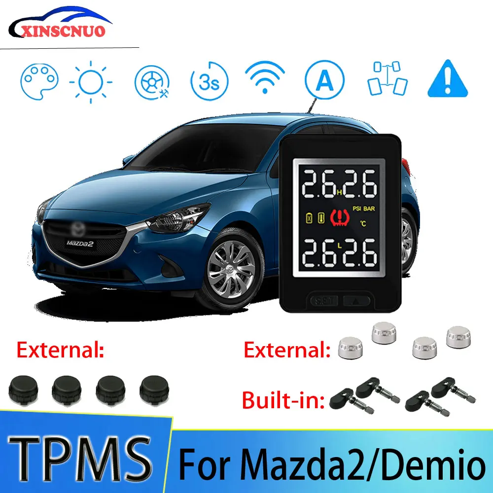 

XINSCNUO Car TPMS For Mazda2/Demio Tire Pressure And Temperature Monitoring System With 4 Sensors