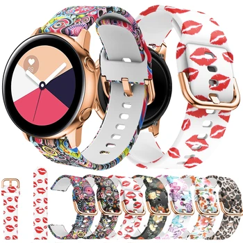 

20mm Printing Silicone Wristband Strap For Samsung Galaxy Watch Active 2 Watchband 20mm Silicone Bracelet Correa Pulseria