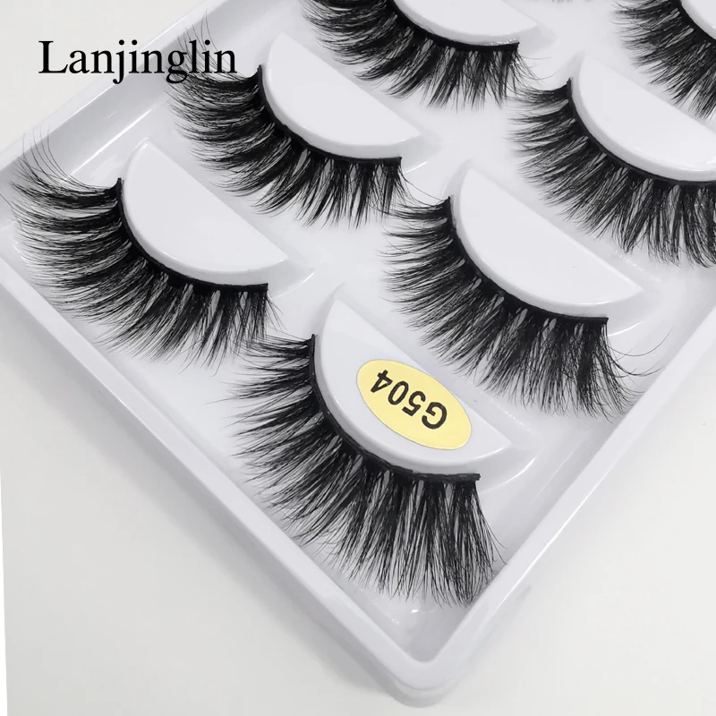 LANJINGLIN 3/5 пар 3D норковые накладные ресницы натуральные длинные wispy макияж