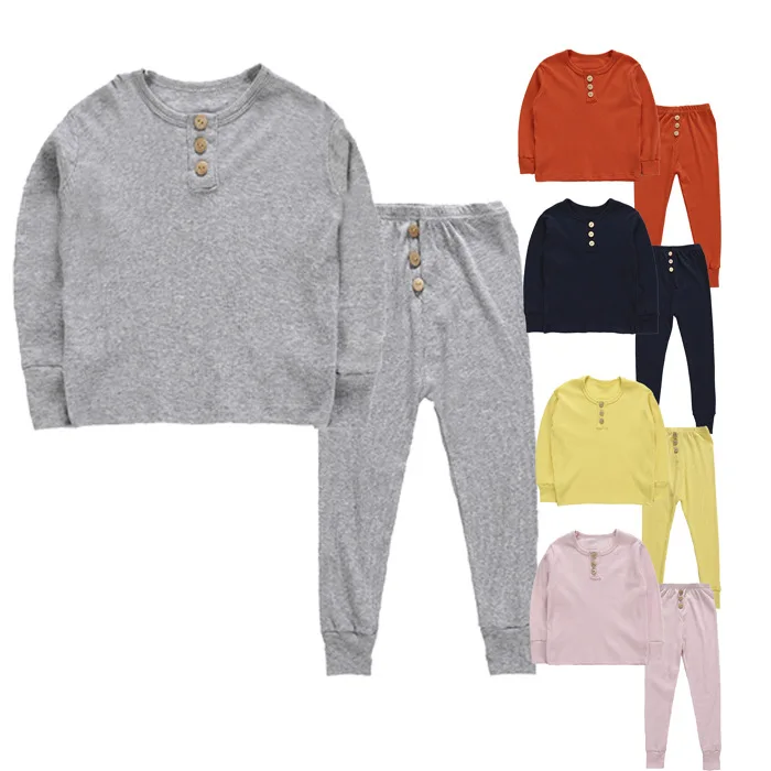 Осенний пижамный комплект для маленьких мальчиков и девочек, детская одноцветная одежда для сна, мягкое вечернее платье для девочек, домашняя одежда для мальчиков, Лидер продаж