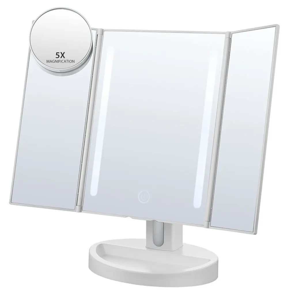 

Led Makeup Mirror With Light Makeup Mirror Luminous Mirror 22Led Folding Makeup Mirror Led Small Mirror
