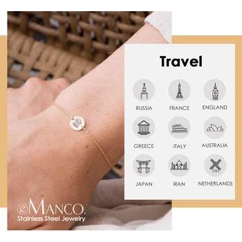 

eManco Romantic Custom Engrave Bracelets for women Minimalist 316L Stainless Steel Bracelet Female Gift Jewelry