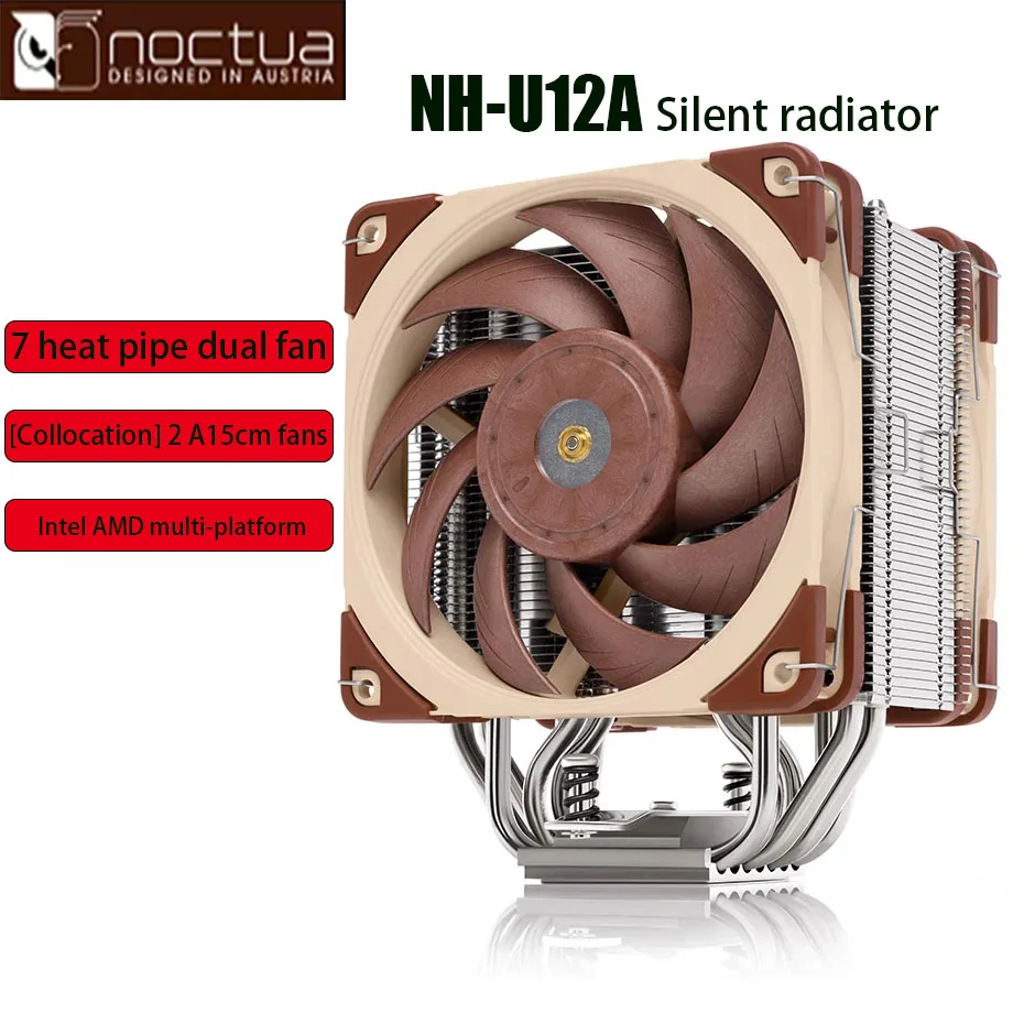 Nocura Nh-U12A 7 Heatpipe Tower Cpu Cooler Double Nf-A12X25 12Cm Pwm Fan Silence Per Intel Lga 2066/2011/115X/Amd/Am4/Am3