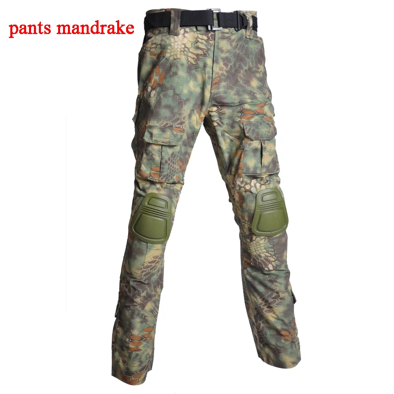 Военная тактическая Униформа с коротким рукавом камуфляж страйкбол Пейнтбол Охотничьи костюмы для мужчин и женщин стрельба дышащая мягкая боевая одежда - Цвет: pants mandrake