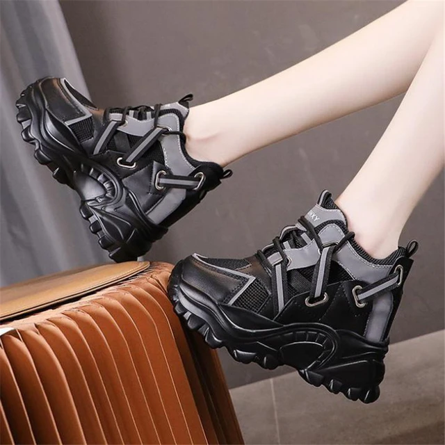 2021 Autumn Women Chunky Sneakers Breathable Mesh Casual Shoe 10cm Wedge  Heels Platform Shoes Chaussures Femme Sports Dad Shoes - Women's Vulcanize  Shoes - AliExpress