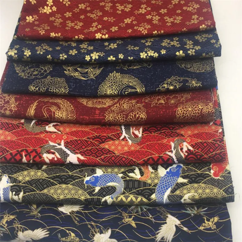 

150cm width 20S Japanese kimono cotton flower gold transfer print Fabric Cloth Garments Crafts Accessories BH10