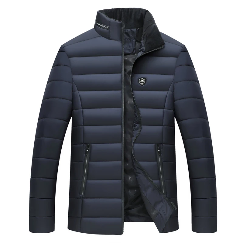 Новое поступление пальто парки мужские тонкие куртки хлопок теплая утепленная верхняя одежда Удобная одежда мужской сплошной цвет - Цвет: Navy