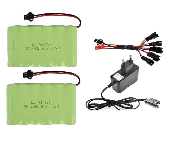 Ewellsold 7,2 V 2800mAh Ni-MH AA перезаряжаемая батарея с зарядным устройством для RC автомобиля RC лодка RC грузовик JST/SM/пробка из Тамия - Цвет: Синий