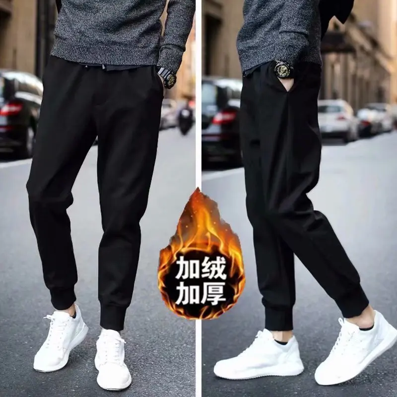 Мужские осенние и зимние спортивные штаны плюс бархатные толстые леггинсы