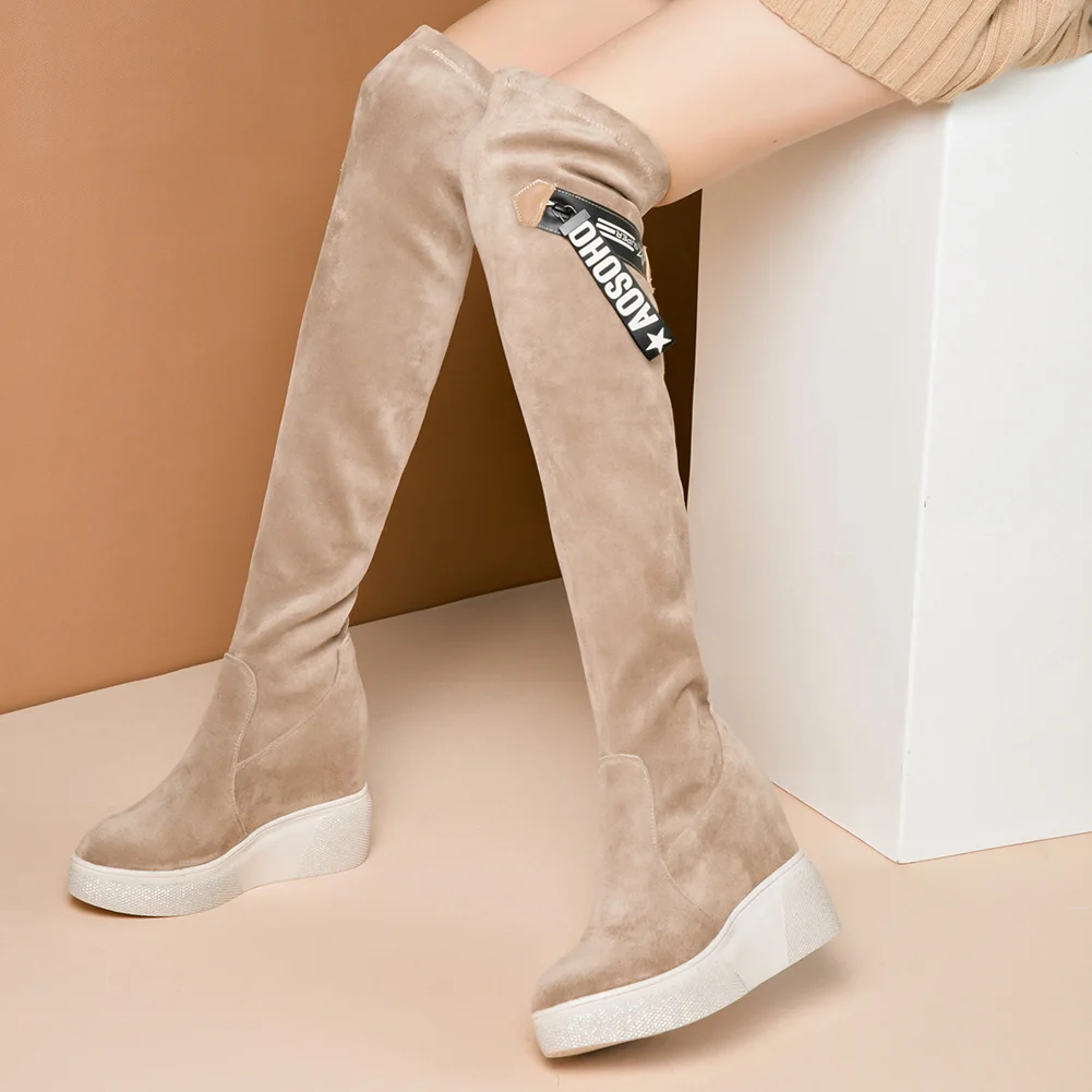 DORATASIA/Новые модные высокие сапоги до бедра, большие размеры 32-40 обувь на платформе, увеличивающая рост Женские Повседневные Вечерние Сапоги выше колена