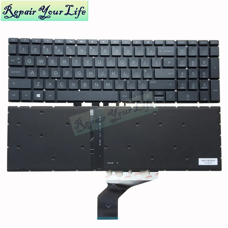 Клавиатура для ноутбука HP Pavilion 15 DB DR 250 255 G7 DA Великобритания черная с подсветкой