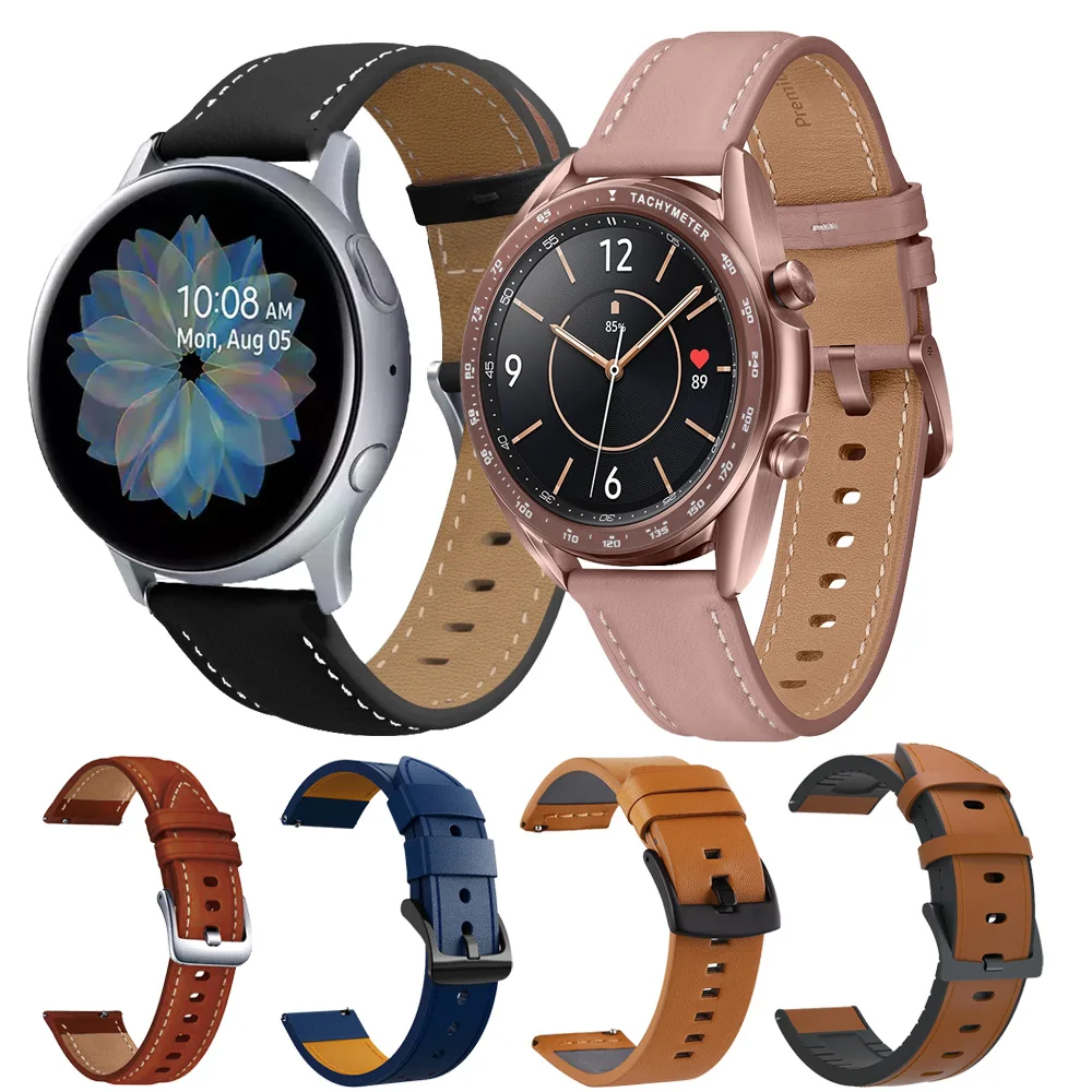 20mm Genuine Leather Strap Watchband For Samsung Galaxy Watch 3 41 original Wristband Quick Releas Bracelet For Gear S2 Classic