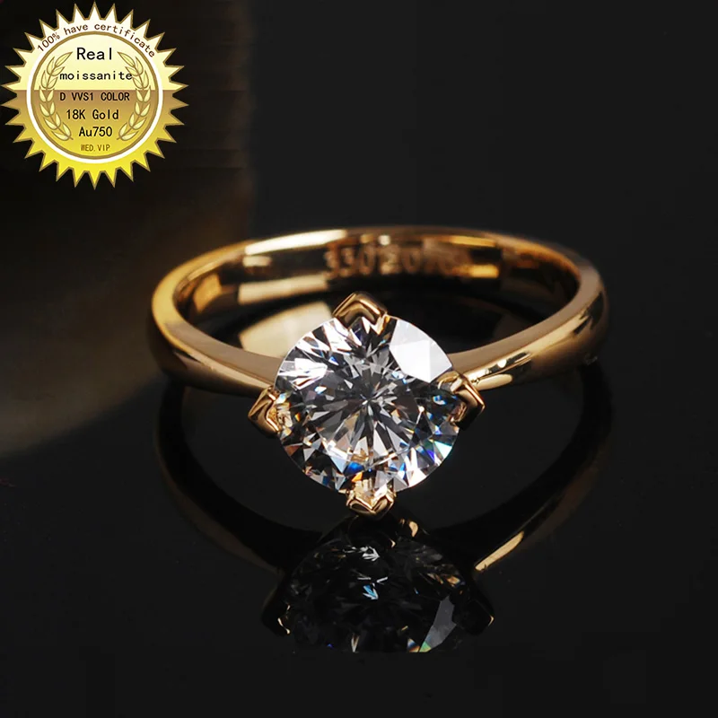 18k Goldr Ring 1ct D Vvs Moissanite Ring Engagement&wedding Jewellery