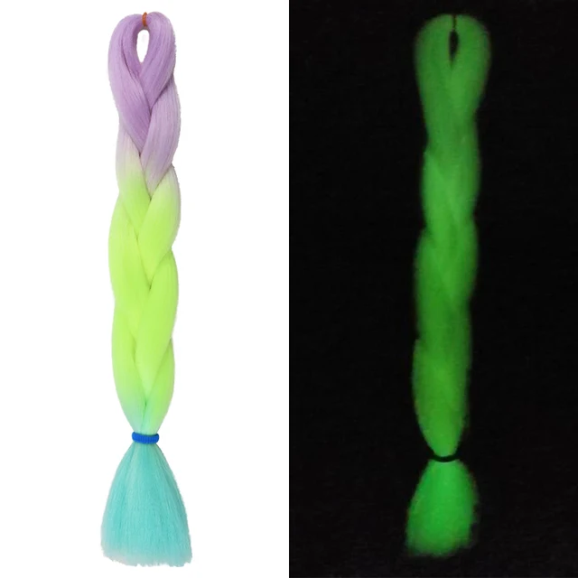 Ombre Glowing Luminous Luxury Synthetic Jumbo Braids Florescent Shining Hair In The Darkness  24inch 100G G 3 3