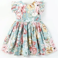 Одежда для девочек, платье, новое летнее платье с рукавами-крылышками для девочек, хлопковое кружевное детское платье принцессы