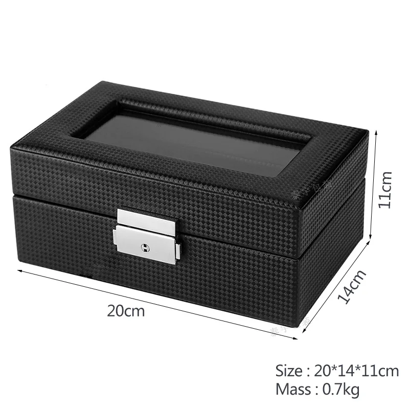 Watch Box Case Boxes for Gifts 3-digit Carbon Fiber Black Watch Storage Display Box 3 Watch Boxes Watch Organizer Gift