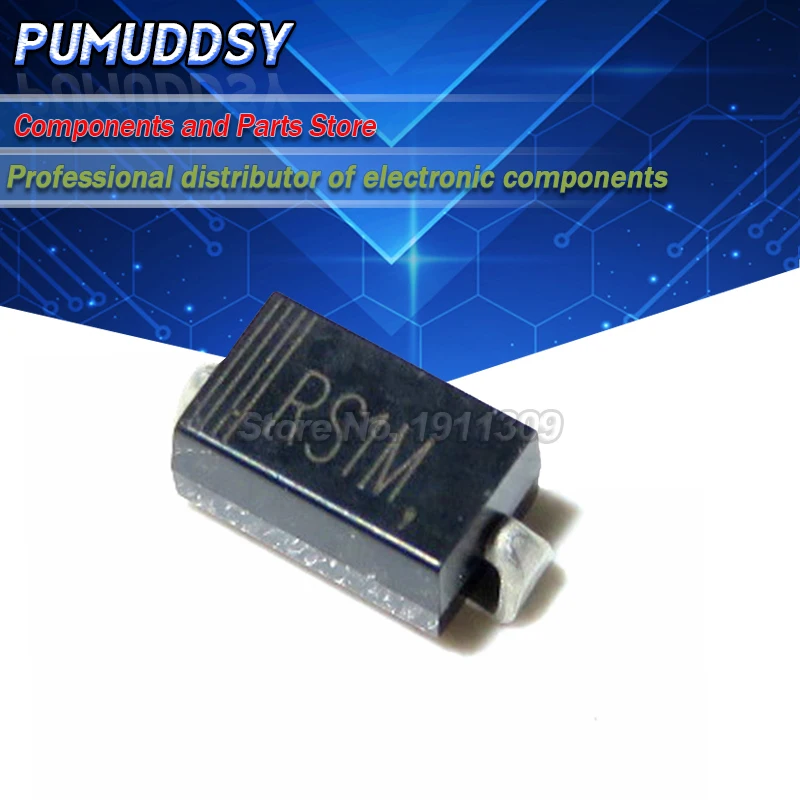 100 шт RS1M DO-214AC SMA Выпрямитель с быстрым восстановлением fr106 SMD | Электронные