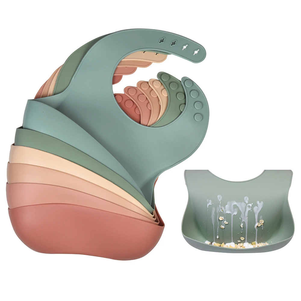 Модный моющийся Водонепроницаемый Регулируемый силиконовый нагрудник для