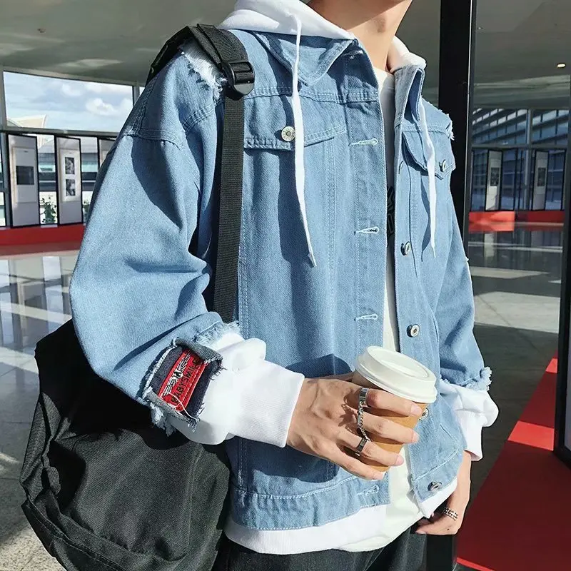 New Style Jeans Coat Men Spring And Autumn Korean-style Trend Winter Jacket Loose Handsome Loose-Fit Clothes Men'S Wear