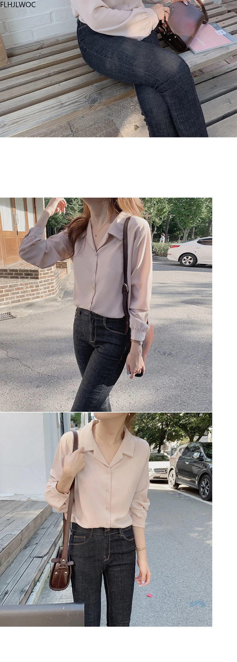 cute blouses White Shirts Long Sleeve Single Breasted Button Elegant Office Lady V Neck Work Blouse Women Chic  Korea Top 7301 sexy blouses for women