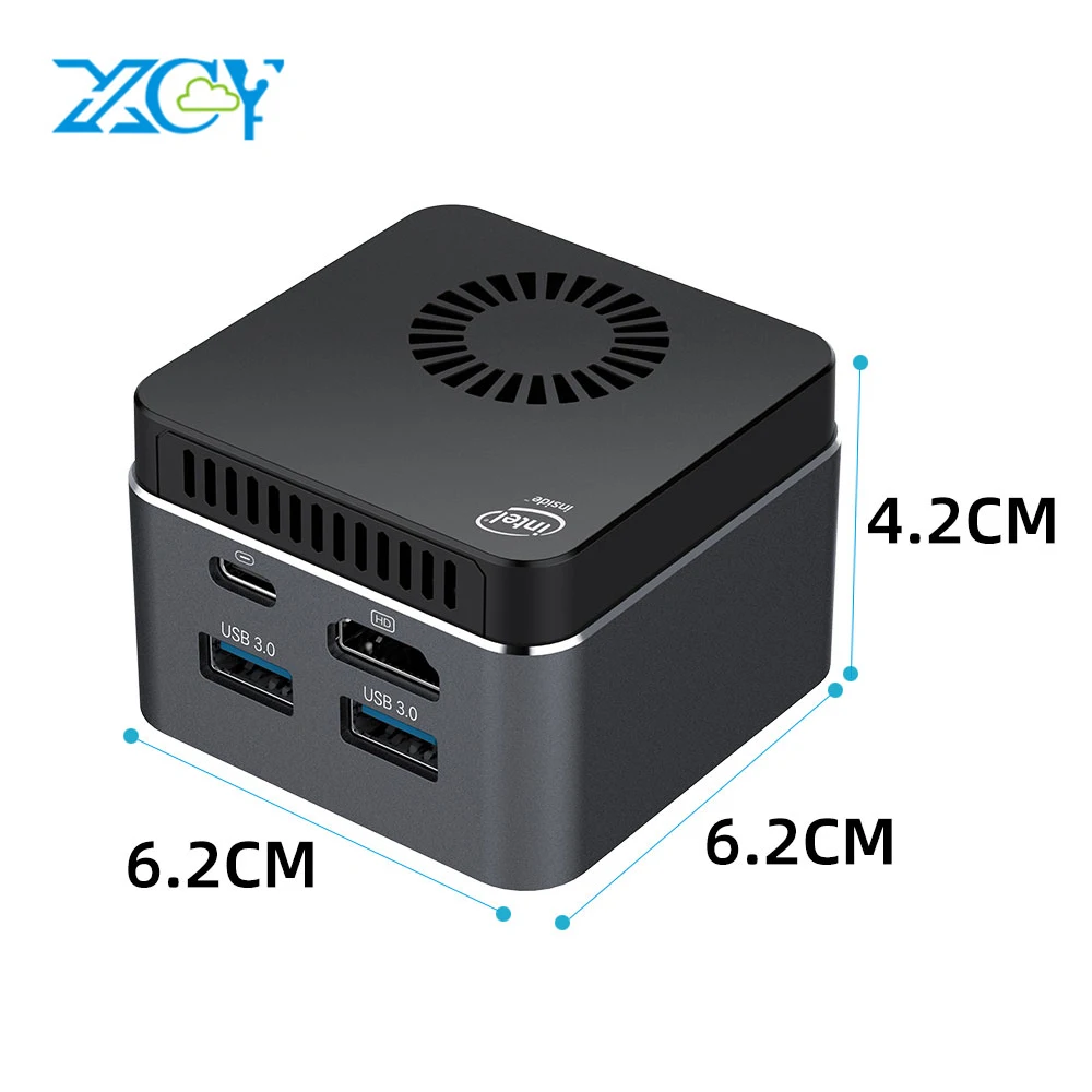 XCY Mini PC Intel Celeron N4100 Quad-Core 8GB LPDDR4 128GB SSD 2.4G/5.0G WiFi Bluetooth 4.2 HDMI2.0 60Hz USB-C 4K Windows 10-0