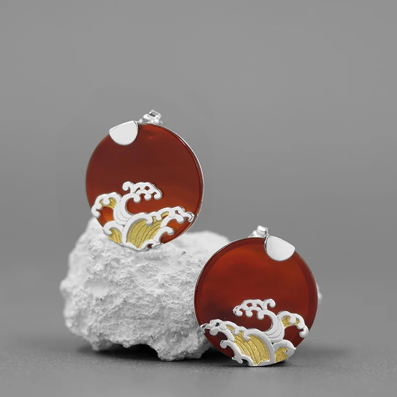 Женские винтажные серьги гвоздики INATURE из стерлингового серебра 925 пробы с натуральным агатовым камнем, Женские Ювелирные украшения|Серьги-гвоздики| | АлиЭкспресс