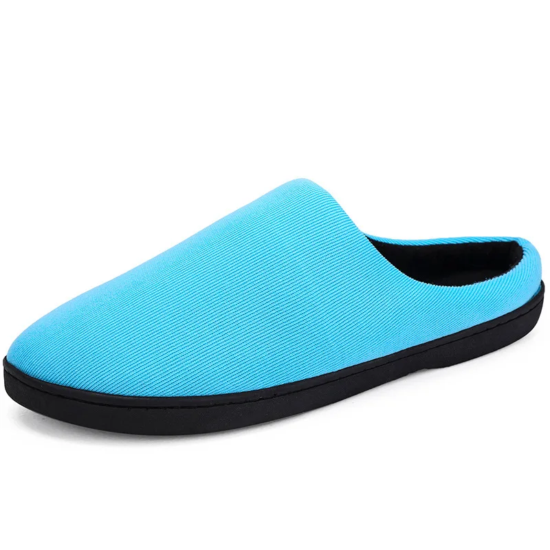 Men Shoes Winter Slippers Warm Soft Slippers Non-slip Home Fur Plush Shoes Slippers Floor Home Shoes Men mens house slippers - Цвет: Небесно-голубой