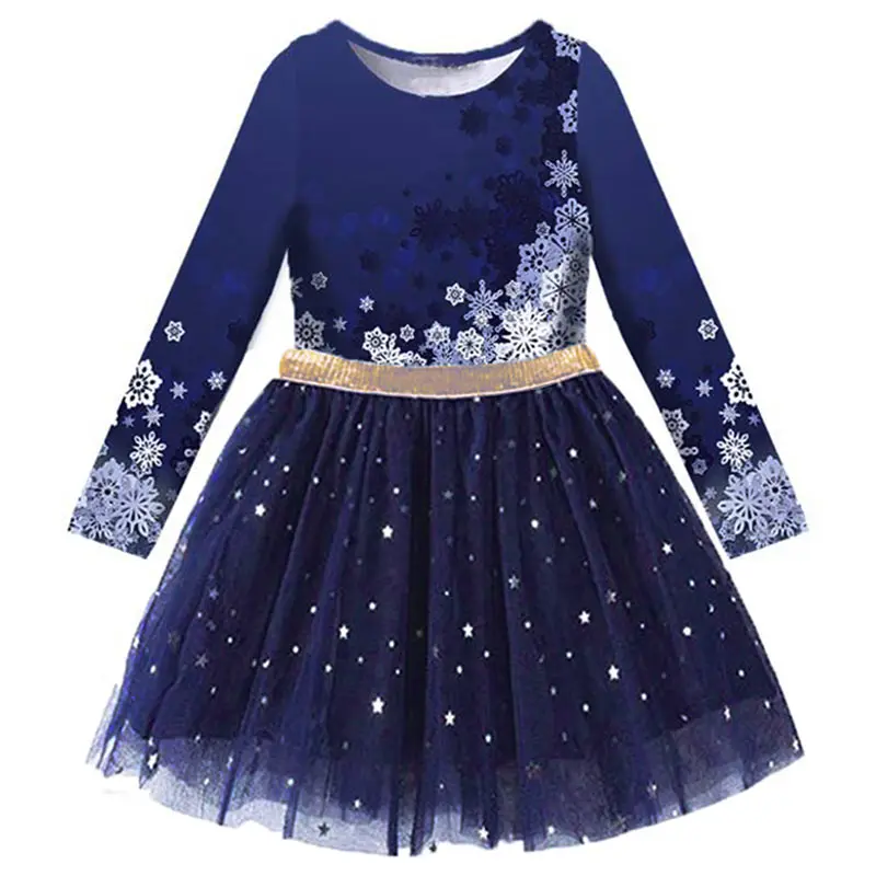 Платье для девочек Dxton, детский костюм принцессы для рождественских праздников, повседневное зимнее платье для девочек 2–8 лет, LH3660 - Цвет: RELH4583