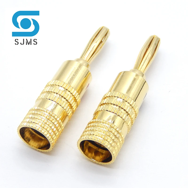 

2pcs/1 pairs copper gilded BANANA PLUG Gold-plated 4MM Banana Connector with Screw Lock For Audio Jack Cable Speaker Plugs