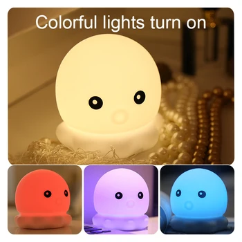 

Led Colorful Octopus Silicone Night Light Battery Type Pat Light Bedroom Bedside With Sleeping Light Bluetooth Music Night Light