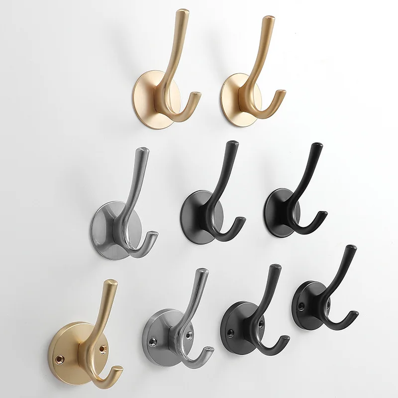 Modern Clothes Hook Single Hook Black Zinc Alloy Perforation-free Doors and Windows Furniture Door Decoration