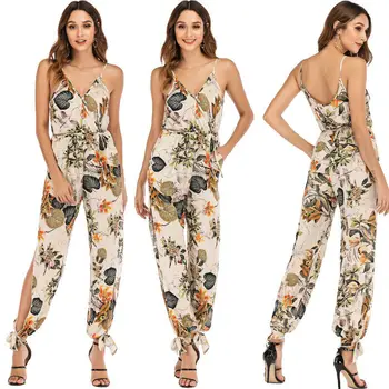 

Women Ladies Sleeveless Jumpsuit Floral Clubwear Summer Playsuit Bodycon Party Jumpsuit Romper Trousers Dropshipping