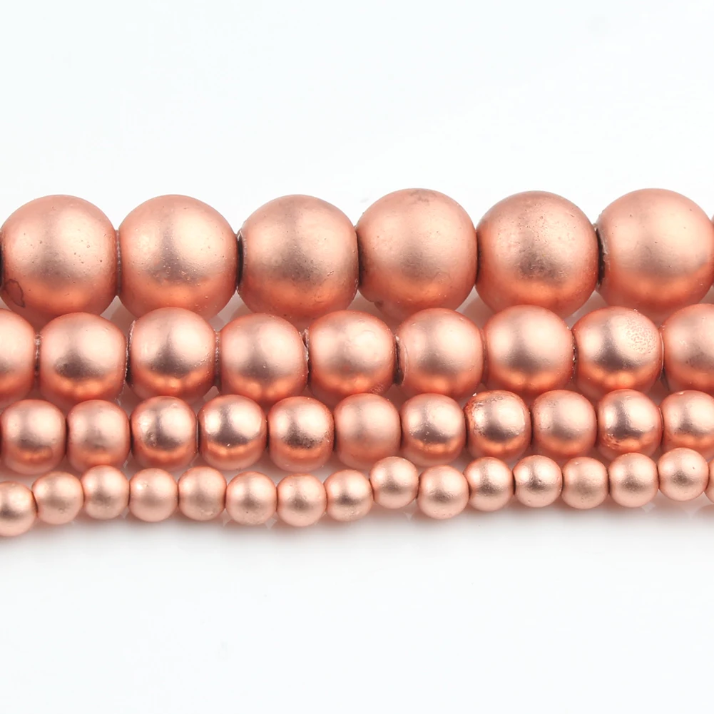 Natural Stone Hematite Round Beads in Gold & Silver Tones for Jewelry Making - 15'' Strand