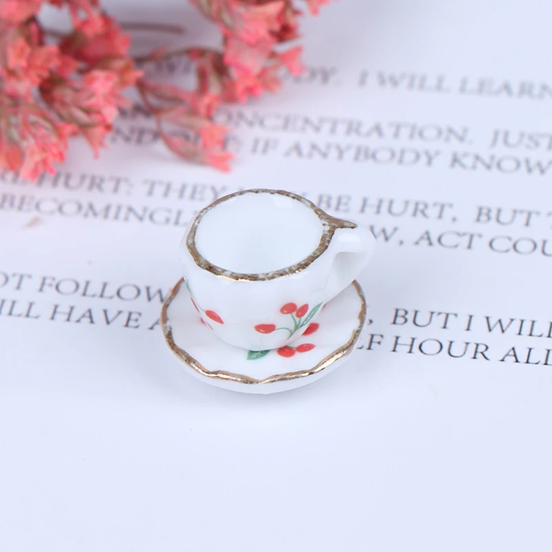 2 шт(миниатюрная чайная чашка+ миниатюрное чайное блюдце) 1:12 кукольный домик миниатюрная DIY чайная чашка чайное блюдце кофейная чашка кукольная кухонная посуда