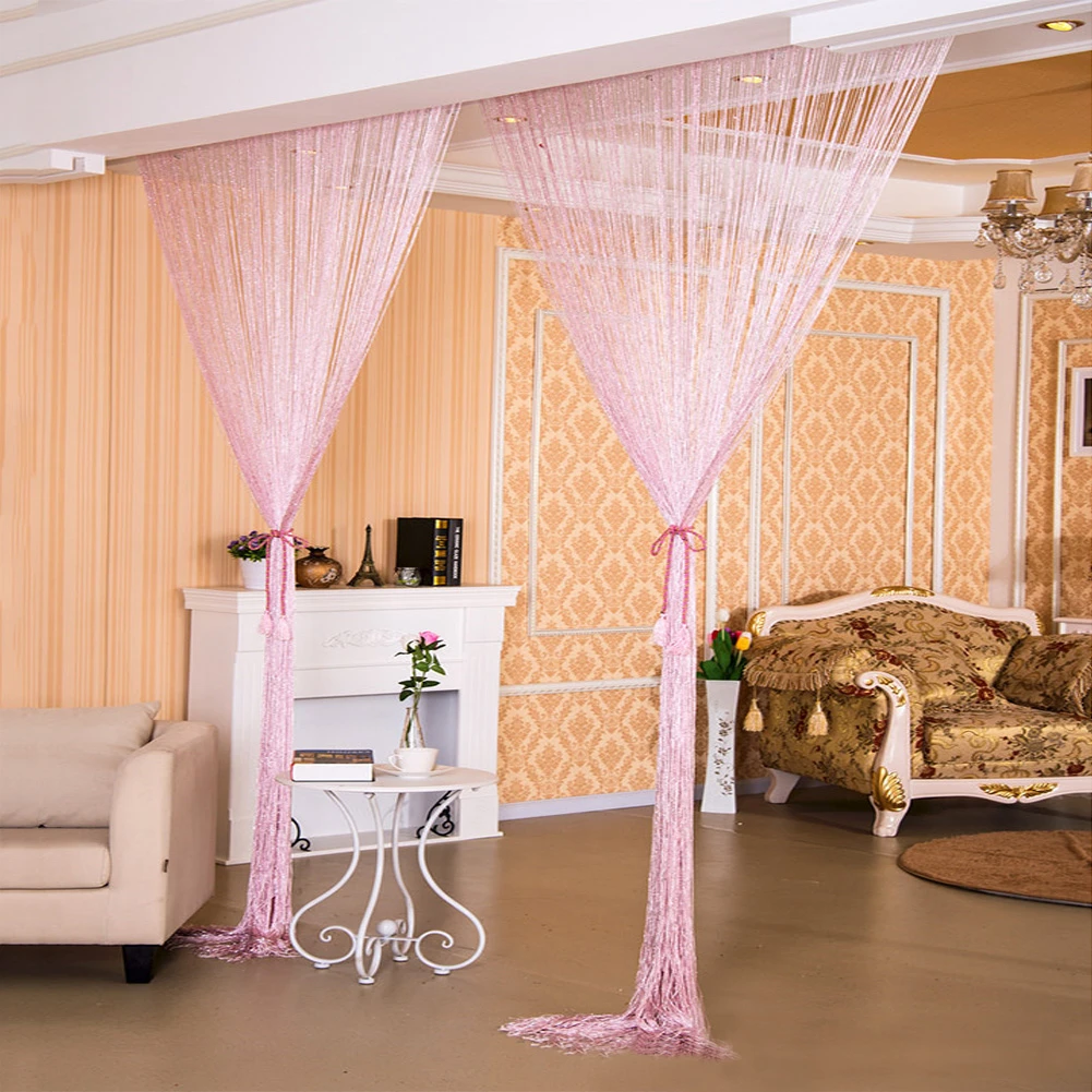 

1m X 2m Flat Silver Wire Curtain Glitter String Silk Thread Porch Living Room Carved Partition Home Wedding Decoration