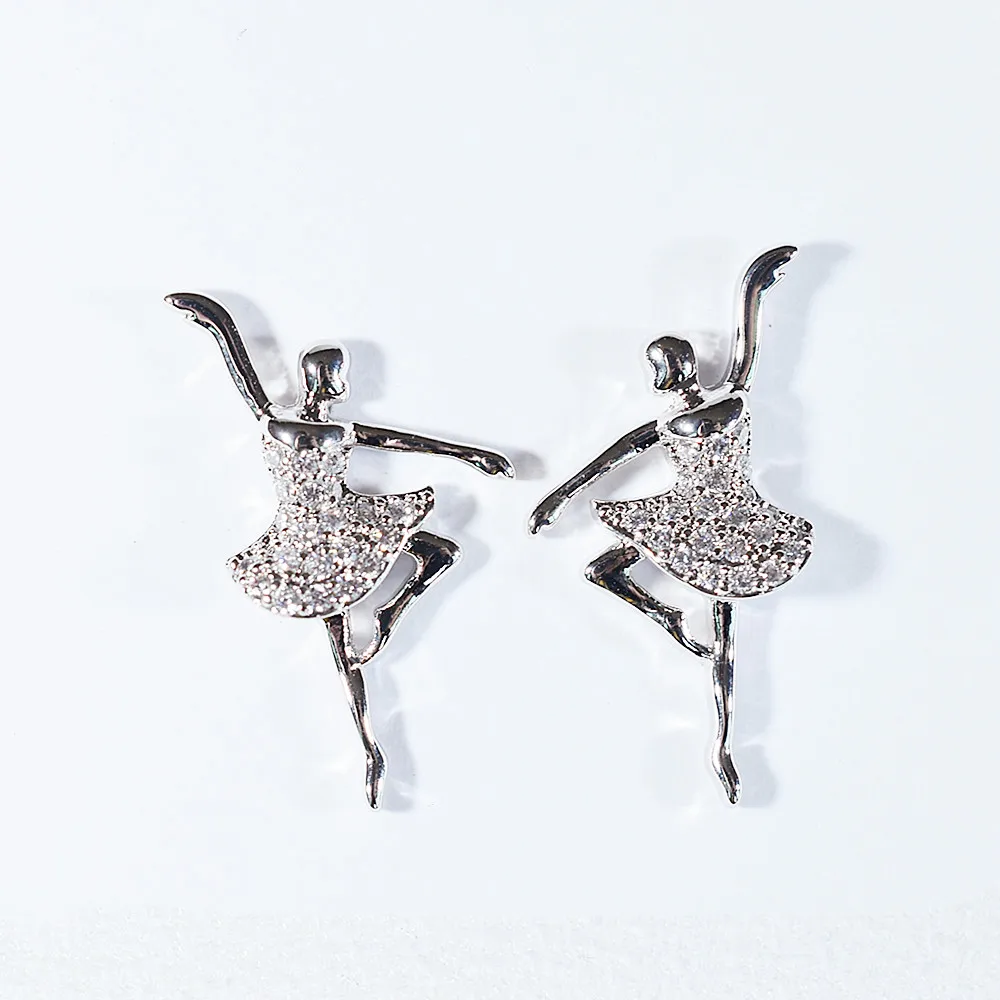 Милые танцевальные элегантные серьги-гвоздики с кубическим цирконием для девушек, женские вечерние подарки на годовщину