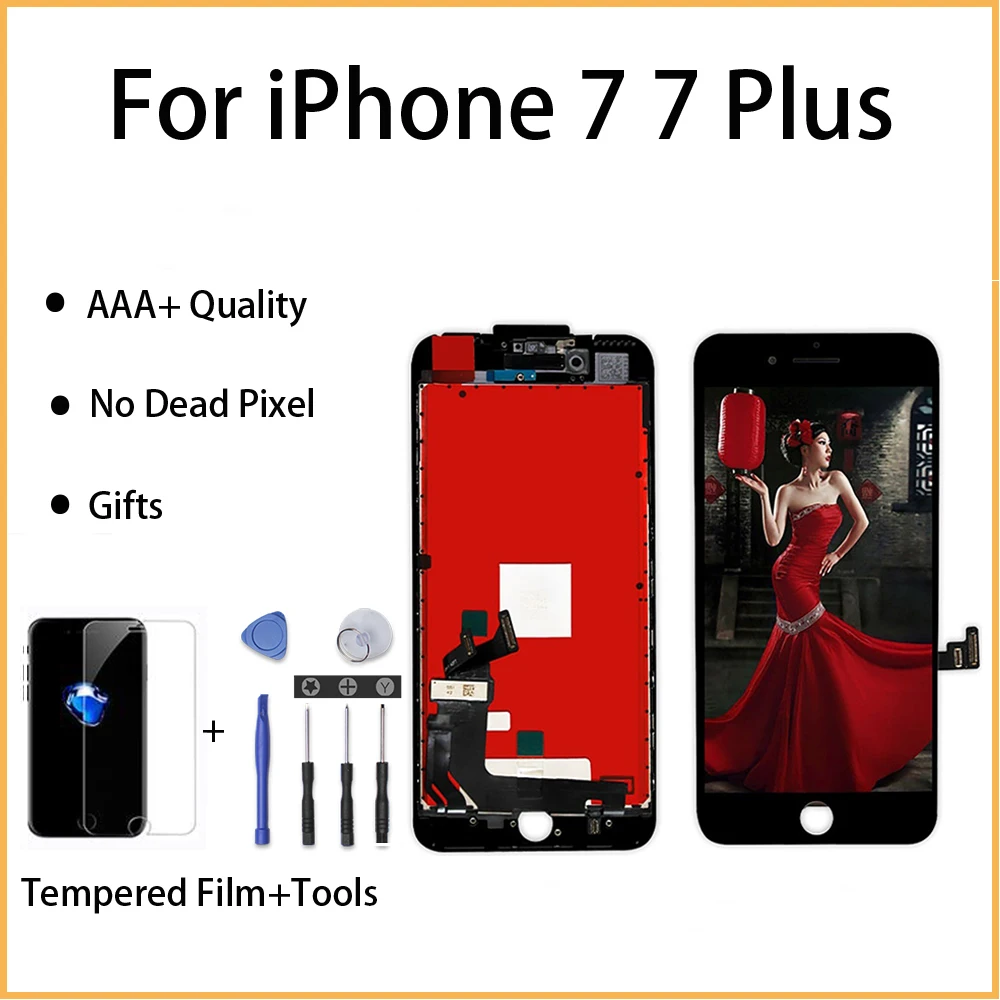 

FVBH AAAAA White&Black LCD Display Replacement For iPhone 7 Plus 5.5'' 6 LCD 3D Touch Screen Digitizer Assembly Replacement+Gift